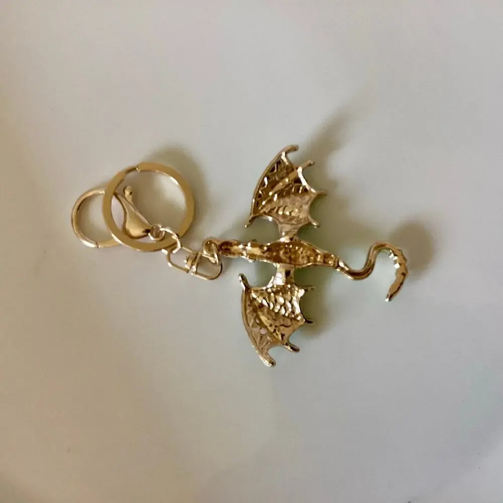 Green and Gold Fantasy Western Dragon Keychain